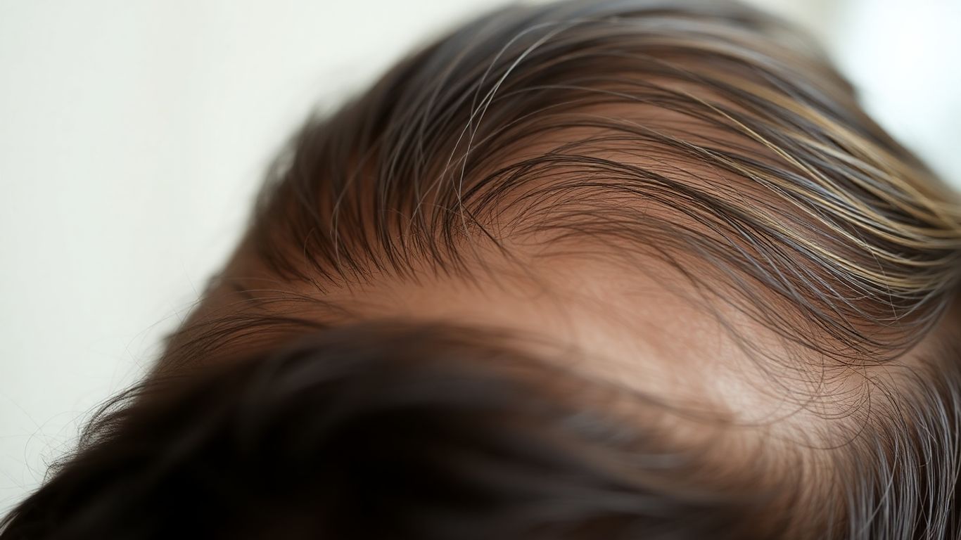 Cabelo crescendo em couro cabeludo tratado.